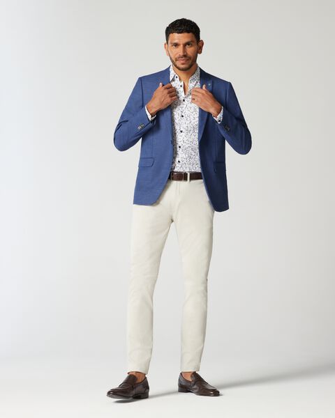 Blue Slim Stretch Textured Tailored Blazer